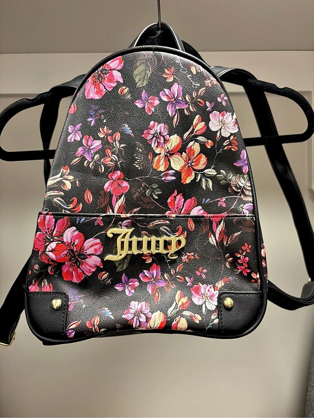 Juicy Couture Floral Backpack in Black & Pink